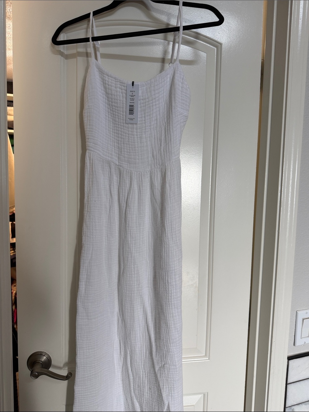 Michael Stars Double Guaze White Midi Dress with Spaghetti Straps size Small